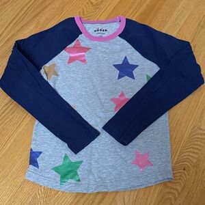 Mini Boden Kids Long Sleeve Star Tee - Gray and Navy